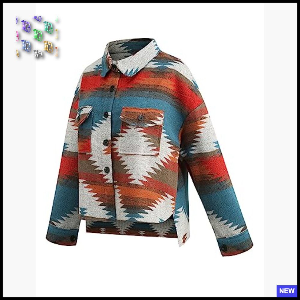 Aztec Print Shacket Western Button Down Lightweig… - image 3